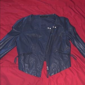 Navy Blue Soft Leather Jacket
